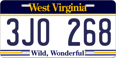 WV license plate 3JO268