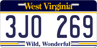 WV license plate 3JO269