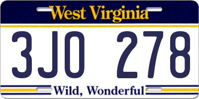WV license plate 3JO278