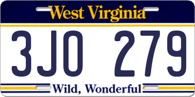 WV license plate 3JO279