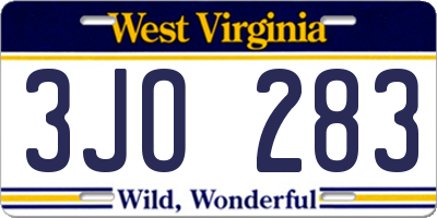 WV license plate 3JO283