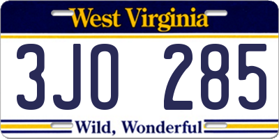 WV license plate 3JO285