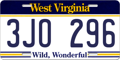 WV license plate 3JO296