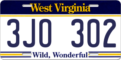 WV license plate 3JO302
