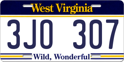 WV license plate 3JO307