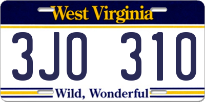 WV license plate 3JO310