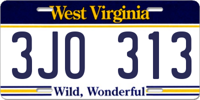 WV license plate 3JO313