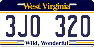 WV license plate 3JO320