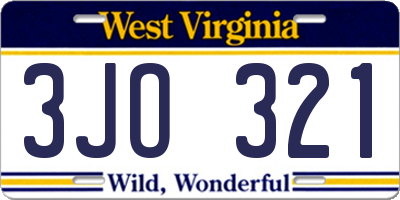 WV license plate 3JO321