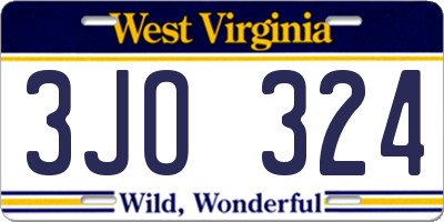 WV license plate 3JO324