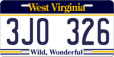 WV license plate 3JO326
