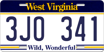 WV license plate 3JO341
