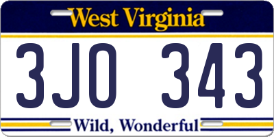 WV license plate 3JO343