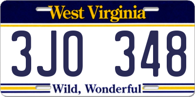 WV license plate 3JO348