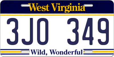 WV license plate 3JO349