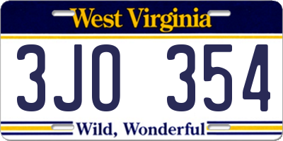 WV license plate 3JO354