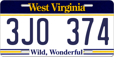 WV license plate 3JO374