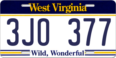 WV license plate 3JO377