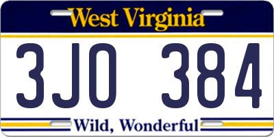 WV license plate 3JO384
