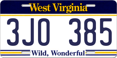 WV license plate 3JO385