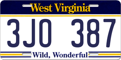 WV license plate 3JO387