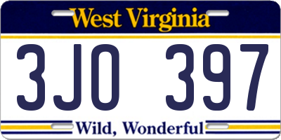 WV license plate 3JO397