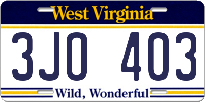 WV license plate 3JO403