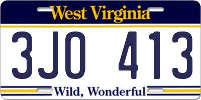 WV license plate 3JO413