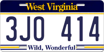 WV license plate 3JO414