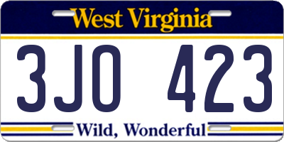 WV license plate 3JO423