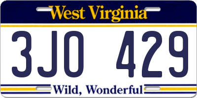 WV license plate 3JO429