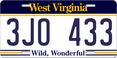 WV license plate 3JO433