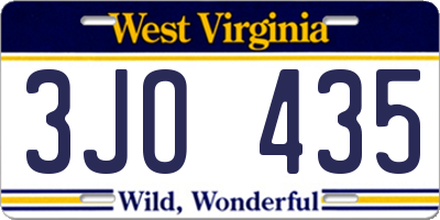 WV license plate 3JO435
