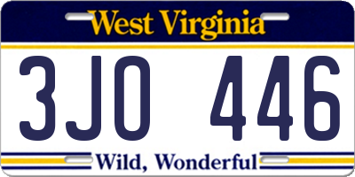 WV license plate 3JO446