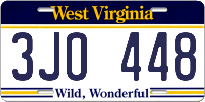 WV license plate 3JO448