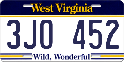 WV license plate 3JO452