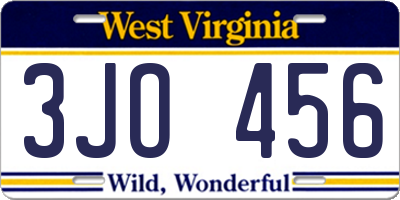 WV license plate 3JO456