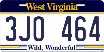 WV license plate 3JO464