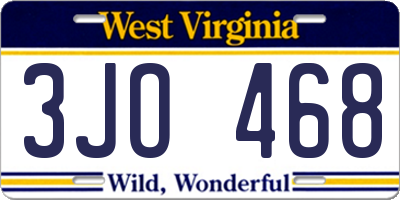 WV license plate 3JO468