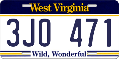 WV license plate 3JO471