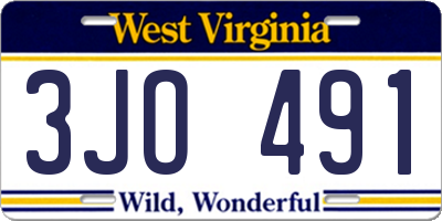 WV license plate 3JO491