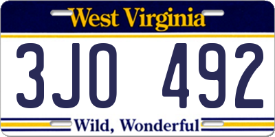 WV license plate 3JO492