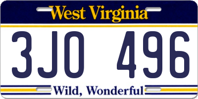WV license plate 3JO496