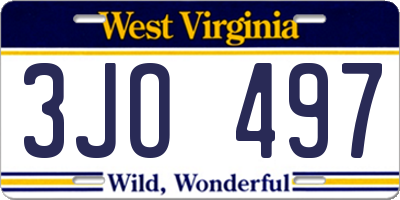 WV license plate 3JO497
