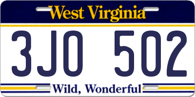 WV license plate 3JO502