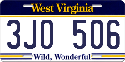 WV license plate 3JO506