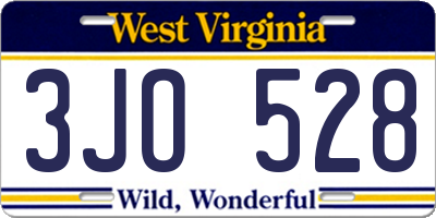 WV license plate 3JO528