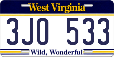 WV license plate 3JO533