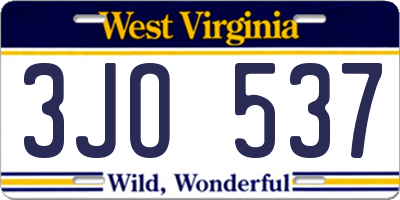 WV license plate 3JO537
