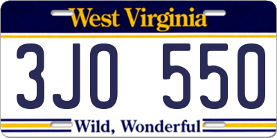WV license plate 3JO550